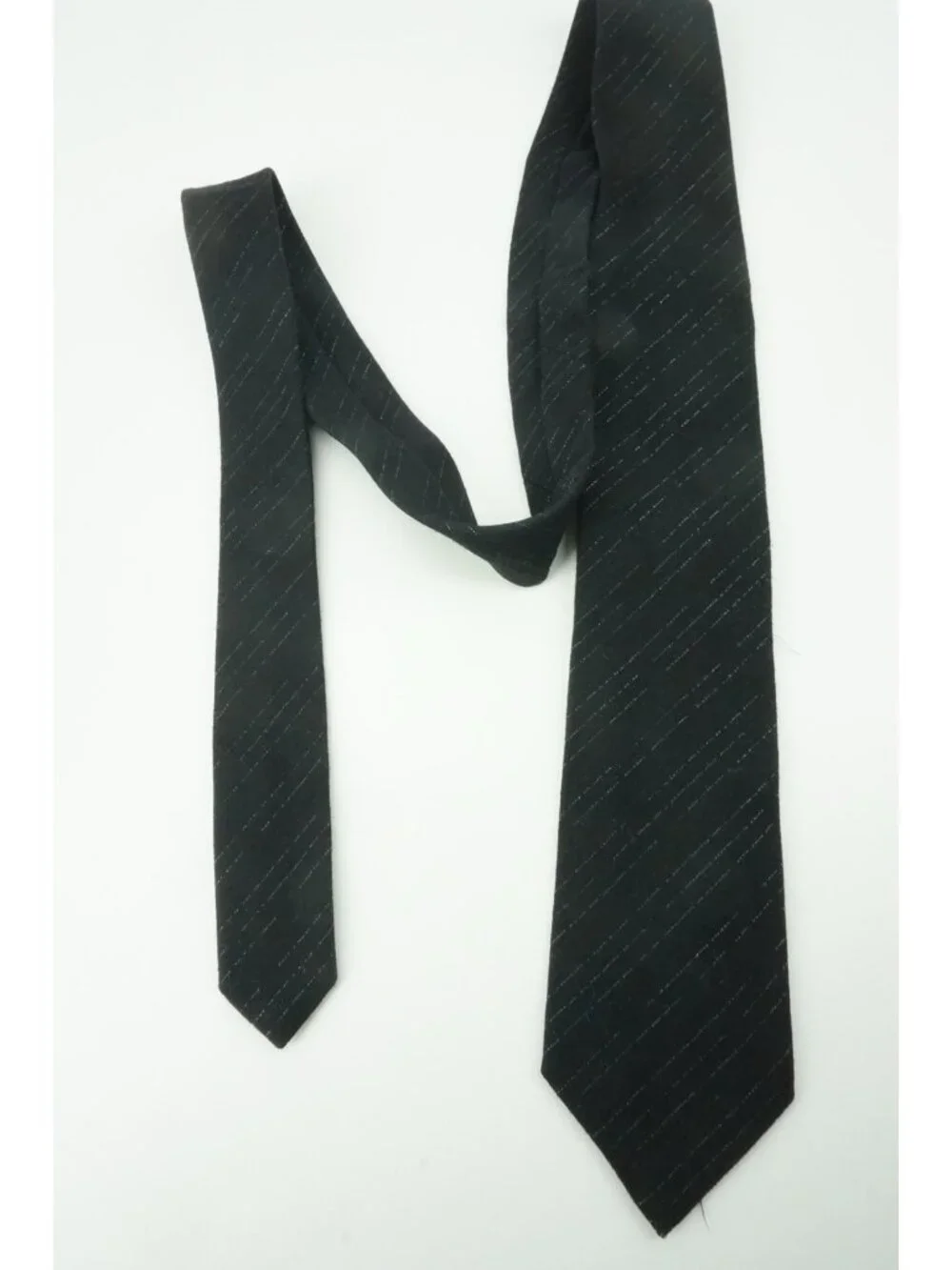 Eton Coal Black Tinsel Striped Silk Blend Tie Brand New With Tags